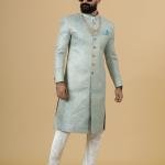 Stunning Sky Blue Banarasi Brocade Achkan | Father Son Combo | Perfect for Grooms | Jaipurio Collection